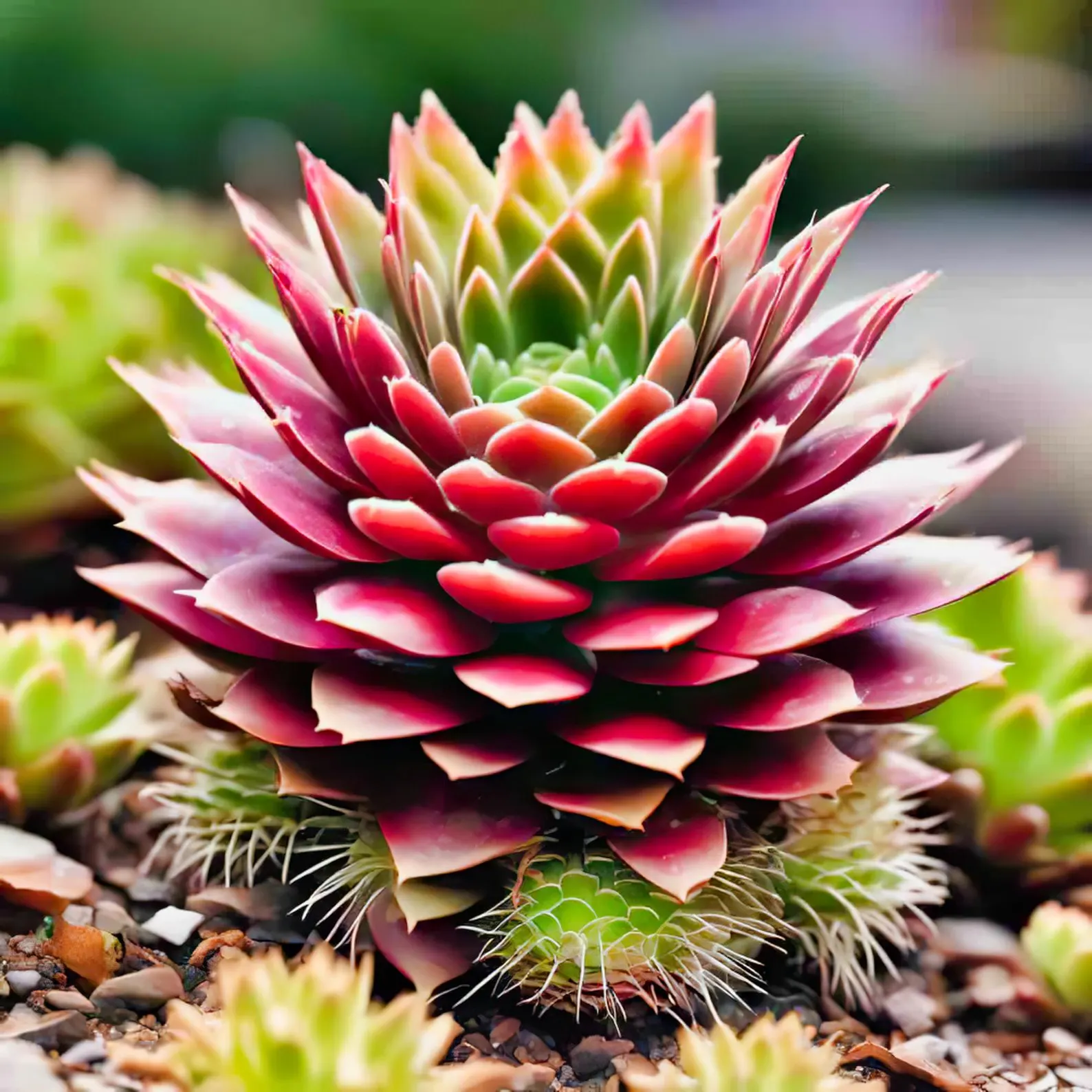 Sempervivum succulent botanical art